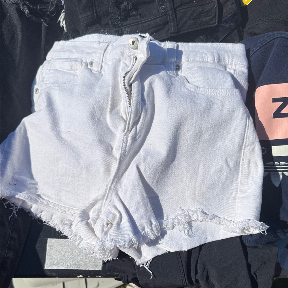 Kendall & Kylie White Frayed Jean Shorts